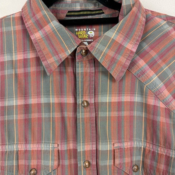 Mountain Hardware mens‎ organic cotton plaid grey red orange button down shirt L - Picture 3 of 6